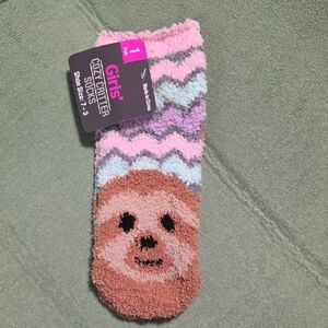 Girls Cozy Critter Socks with Sloth Design